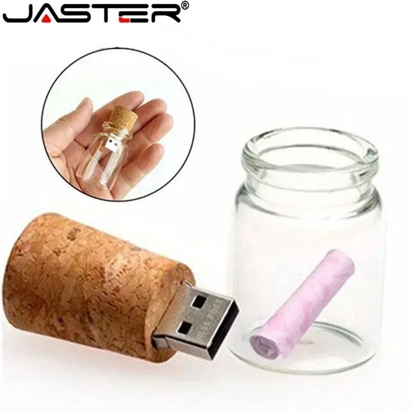 JASTER Glass Drift Bottle With Cork USB Flash Drive (Transparent) Pendrive 4GB 8GB 16GB 32GB 64GB 128GB Fashion Current Gift - PST PS Tradings