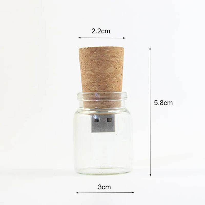 JASTER Glass Drift Bottle With Cork USB Flash Drive (Transparent) Pendrive 4GB 8GB 16GB 32GB 64GB 128GB Fashion Current Gift - PST PS Tradings