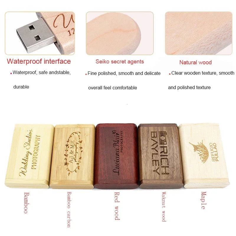 JASTER High Quality Wooden Logo Engrave Wood USB Flash Drive 4GB 8GB 16GB 32GB 64GB wedding Gift Flash Memory Card Pen Drive - PST PS Tradings