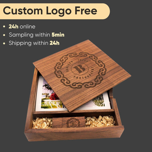 JASTER USB 2.0 Flash Drives Photography Wooden Photo Album Box Pen drive Free logo 16GB 32GB 64GB 128GB Creative gift USB stick