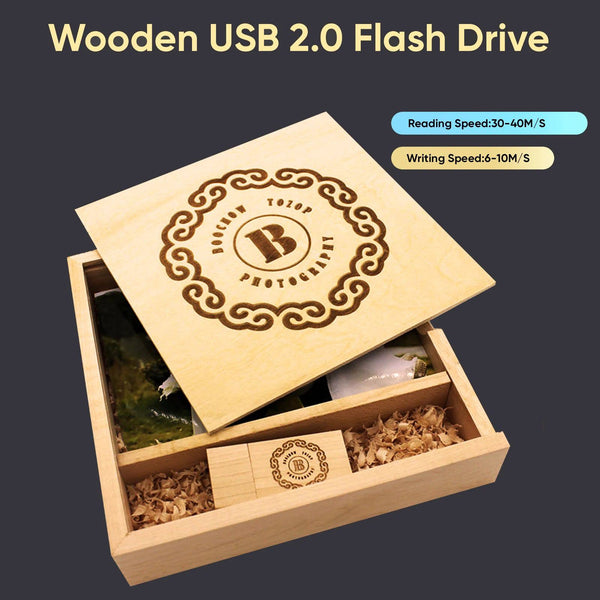 JASTER USB 2.0 Flash Drives Photography Wooden Photo Album Box Pen drive Free logo 16GB 32GB 64GB 128GB Creative gift USB stick