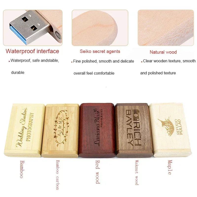 JASTER USB 3.0 High Speed LOGO Wooden Box Personal Logo Customer Pendrive 8GB 16GB 32GB 64GB USB Flash Drive Pen Drive U Disk - PST PS Tradings