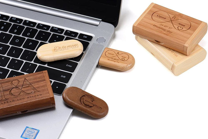 JASTER USB 3.0 Wooden Box Pen Drive Free Custom Logo USB Flash Drive Bamboo Pendrive Wedding Gift Memory Stick 128GB 32GB 64GB