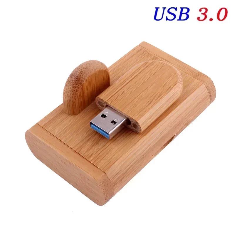 JASTER USB 3.0 Wooden Box Pen Drive Free Custom Logo USB Flash Drive Bamboo Pendrive Wedding Gift Memory Stick 128GB 32GB 64GB