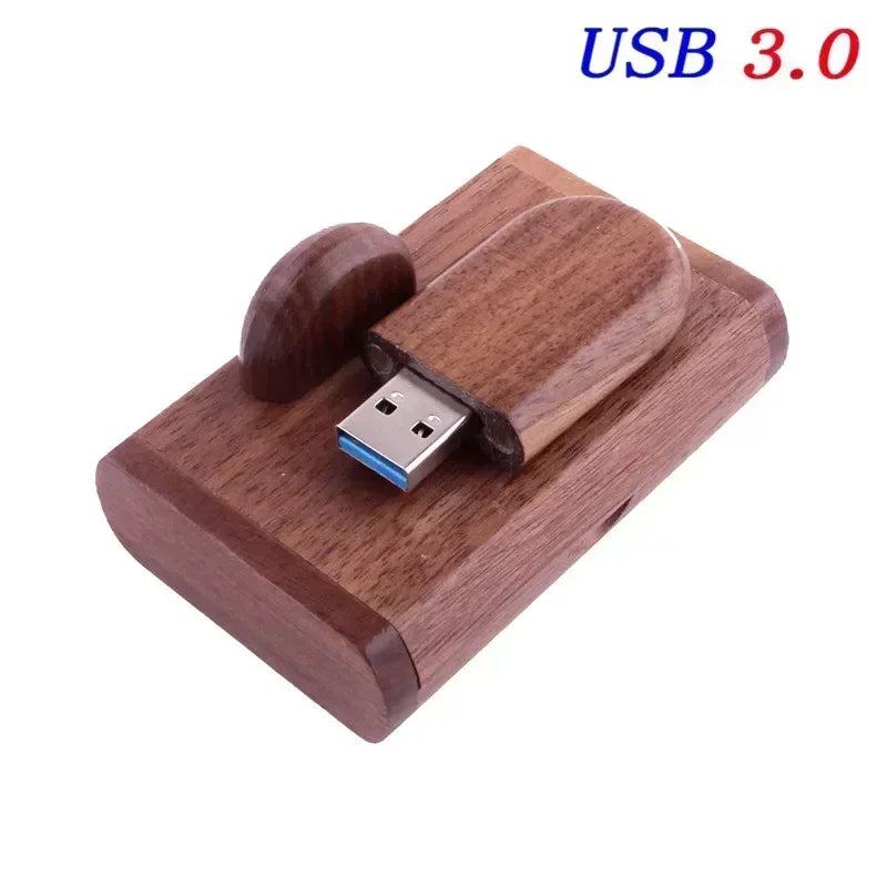 JASTER USB 3.0 Wooden Box Pen Drive Free Custom Logo USB Flash Drive Bamboo Pendrive Wedding Gift Memory Stick 128GB 32GB 64GB