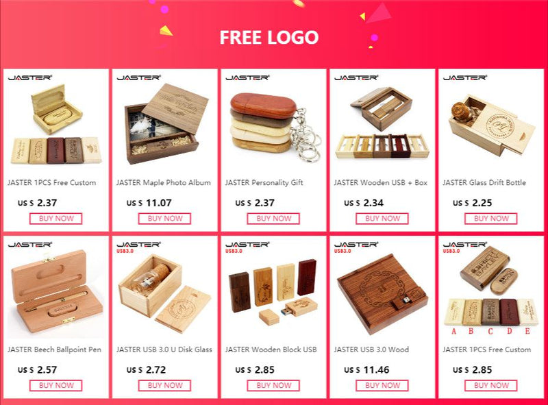 JASTER Wooden / bamboo USB Flash Drive 2.0 4GB 8GB 16GB 32GB 64GB 128GB Pen Driver Pendrive  Memory Creativo Personal LOGO Gifts