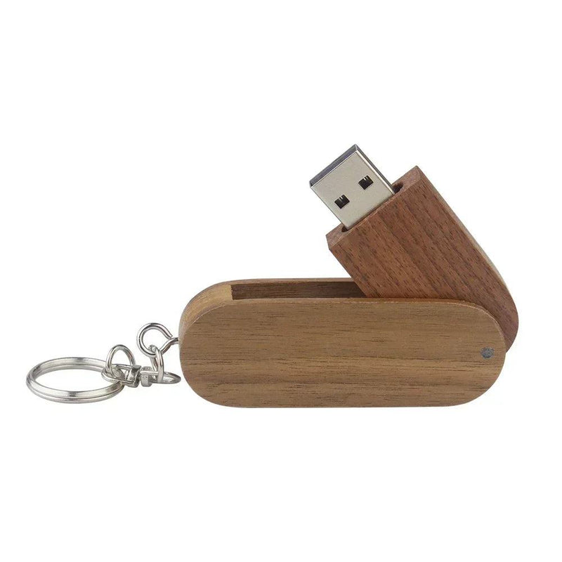 JASTER Wooden Rotatable USB USB Flash Drives 128GB Memory Stick Free Custom Logo 64GB 32GB with Key Chain Business Gift Pendrive