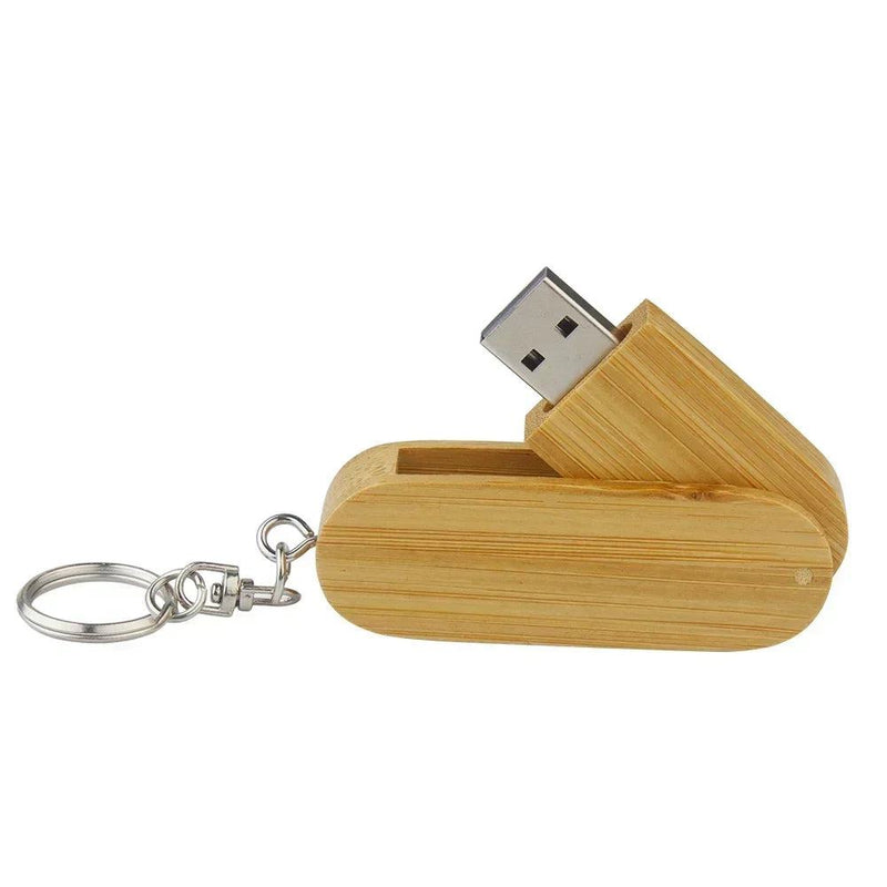 JASTER Wooden Rotatable USB USB Flash Drives 128GB Memory Stick Free Custom Logo 64GB 32GB with Key Chain Business Gift Pendrive