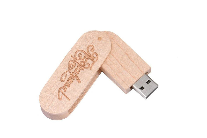 JASTER Wooden Rotatable USB USB Flash Drives 128GB Memory Stick Free Custom Logo 64GB 32GB with Key Chain Business Gift Pendrive