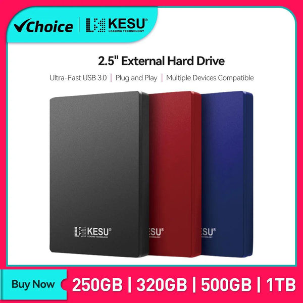 KESU HDD 2.5 Inch Portable External Hard Drive 250GB 320GB 500GB 1TB USB3.0 Storage Compatible for PC Mac Desktop MacBook - PST PS Tradings