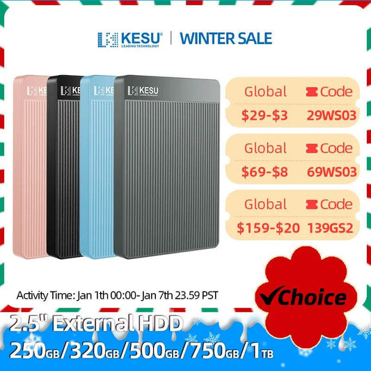 KESU HDD 2.5" Portable External Hard Drive disk 1tb /320gb/500gb USB3.0 Storage Compatible for notebook PC Desktop жесткий диск - PST PS Tradings