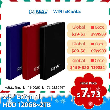 KESU HDD Portable External Hard Drive 2tb/1tb/500gb/750gb 2.5"disk memory USB Storage for PC tablets notebook Desktop Computer - PST PS Tradings