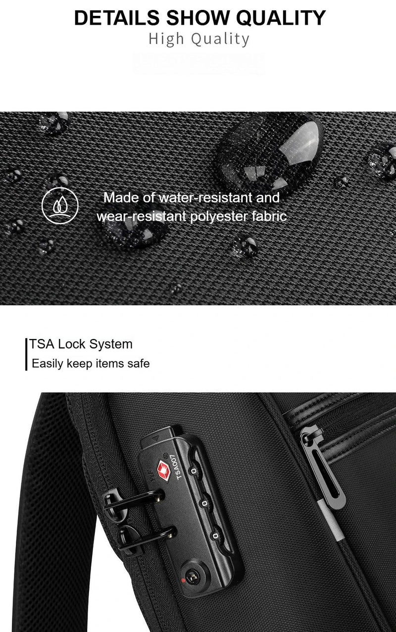 Kingsons/Vgoal Anti-theft Waterproof Single Shoulder Backpack For Men Laptop 14/13.3 inch W/ USB Charging Port&TSA Customs Lock - PST PS Tradings