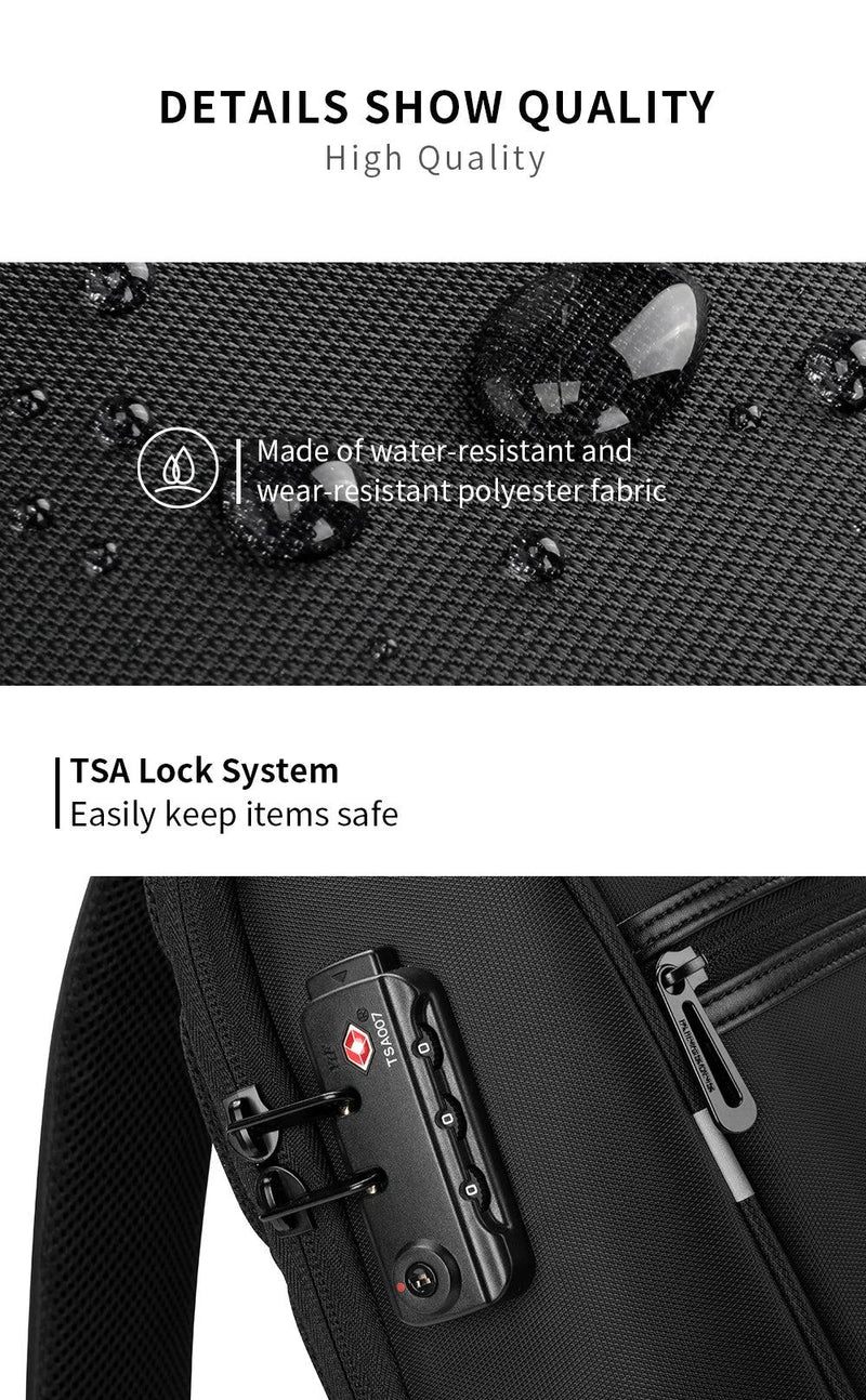 Kingsons/Vgoal Anti-theft Waterproof Single Shoulder Backpack For Men Laptop 14/13.3 inch W/ USB Charging Port&TSA Customs Lock - PST PS Tradings