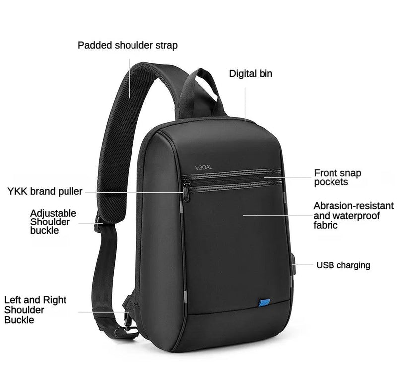 Kingsons/Vgoal Anti-theft Waterproof Single Shoulder Backpack For Men Laptop 14/13.3 inch W/ USB Charging Port&TSA Customs Lock - PST PS Tradings