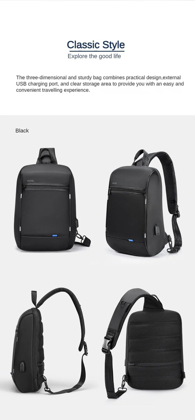 Kingsons/Vgoal Anti-theft Waterproof Single Shoulder Backpack For Men Laptop 14/13.3 inch W/ USB Charging Port&TSA Customs Lock - PST PS Tradings