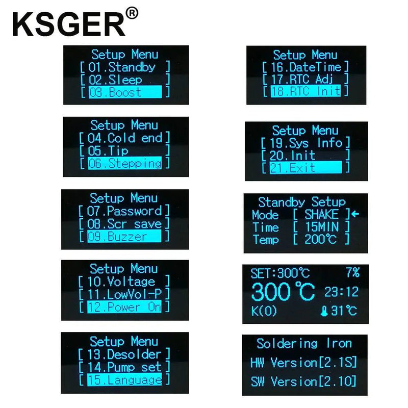 KSGER T12 Soldering Station V2.1S STM32 OLED Digital Temperature Controller Electric Soldering Irons Stings T12-K B2 BC2 D24 Tip