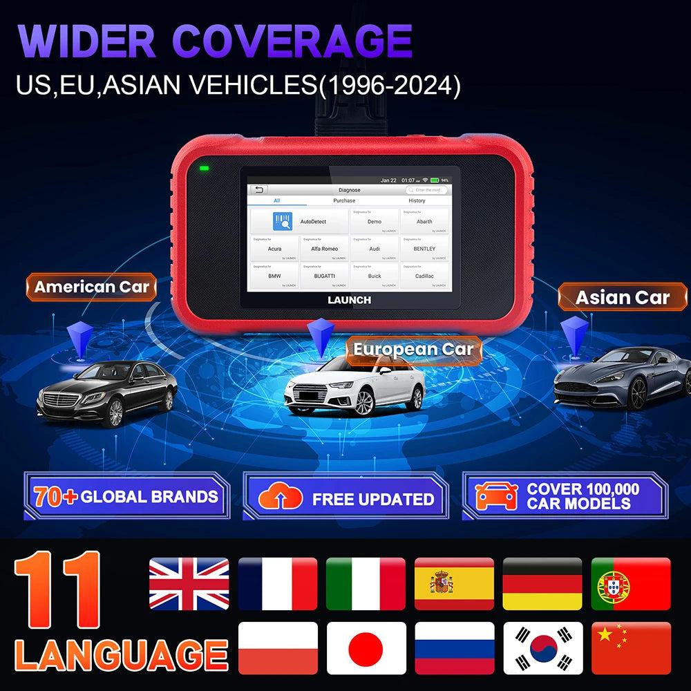 LAUNCH X431 CRP129E / CRP129E V2.0 Car OBD2 Diagnostic Tools ENG ABS SRS AT Oil SAS EPB TPMS DPF Reset Auto Scanner Free Update - PST PS Tradings