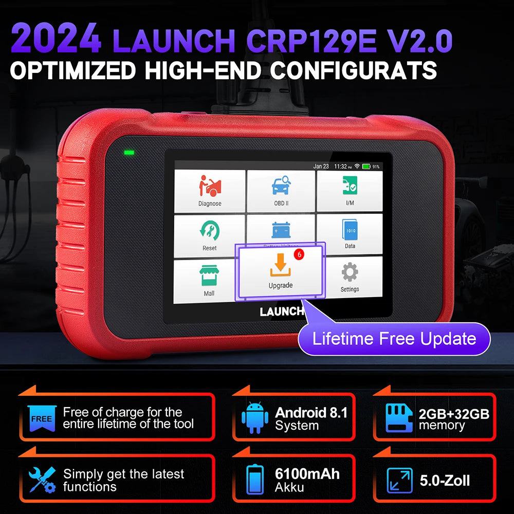 LAUNCH X431 CRP129E / CRP129E V2.0 Car OBD2 Diagnostic Tools ENG ABS SRS AT Oil SAS EPB TPMS DPF Reset Auto Scanner Free Update - PST PS Tradings