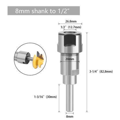 LAVIE 1 pc 1/4" 8mm 12mm 1/2" Shank Router Bit Extension Rod Collet Engraving Machine Extension Milling Cutter For Wood MC04003