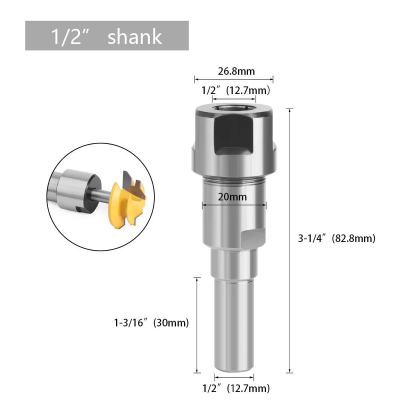 LAVIE 1 pc 1/4" 8mm 12mm 1/2" Shank Router Bit Extension Rod Collet Engraving Machine Extension Milling Cutter For Wood MC04003