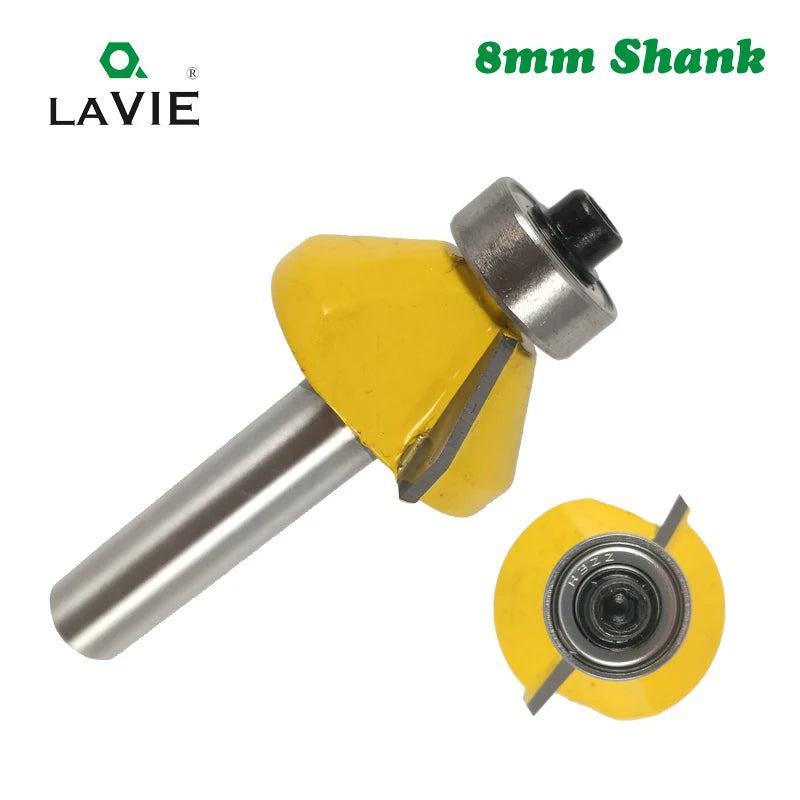 LAVIE 1pc 8mm Shank 45 Degree Chamfer Edge Forming Router Bit Bevel Flush Trim Bit Woodworking Milling Cutter Bits MC02021