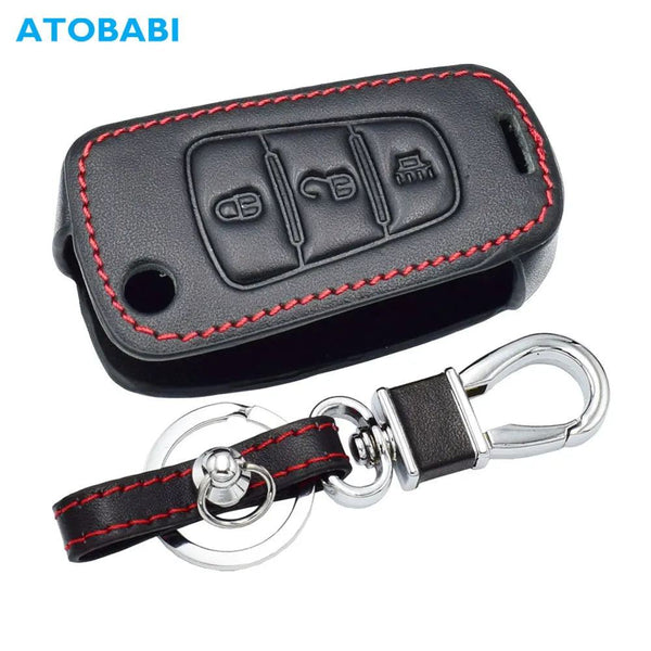 Leather Car Key Cases For Great Wall Haval Hover H1 H3 H6 H2 H5 C50 C30 C20R M4 3 Buttons Folding Keychain Remote Control Cover - PST PS Tradings