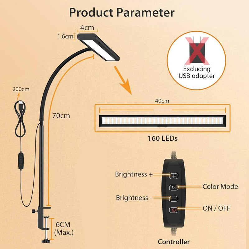 LED Desk Lamp for Office Home, Eye-Caring Desk Light Lamp with Stepless Dimming Adjustable Flexible Gooseneck Adjustable Light - Property & Safety Tradings