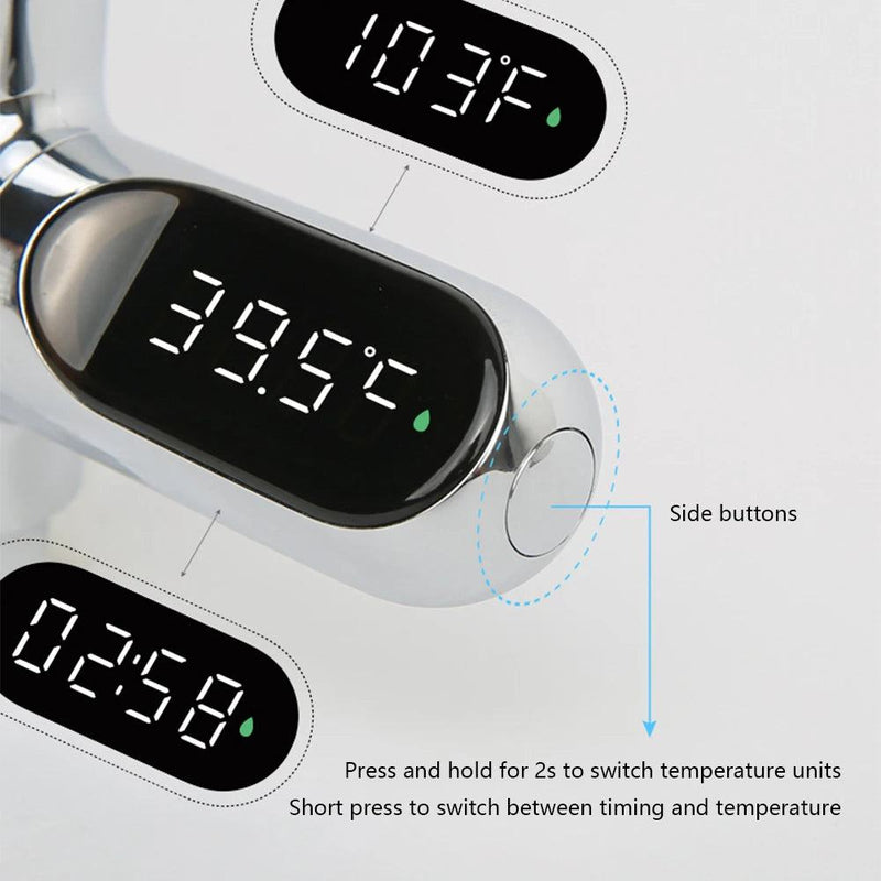 LED Display Water Shower Thermometer Self-Generating Electricity Water Temperature Monitoring Baby Care Smart Temperature Meter - PST PS Tradings