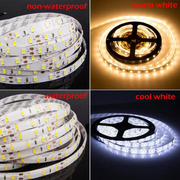 Led Strip Light 5630 5730 Waterproof 12V Flexible Tape 5m Natural White 4000K Cold White Warm White 3000K 6500K Red Green Blue