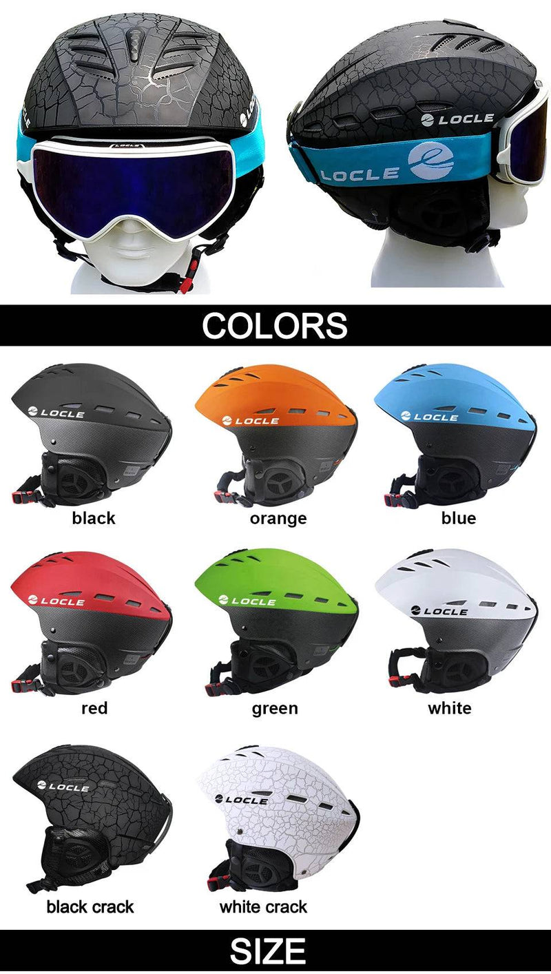 LOCLE Professional Skiing Helmet Men Women Children Ski Helmet Snow Skating Snowboard Snowmobile Skateboard Helmet Size 52-61cm - Property & Safety Tradings