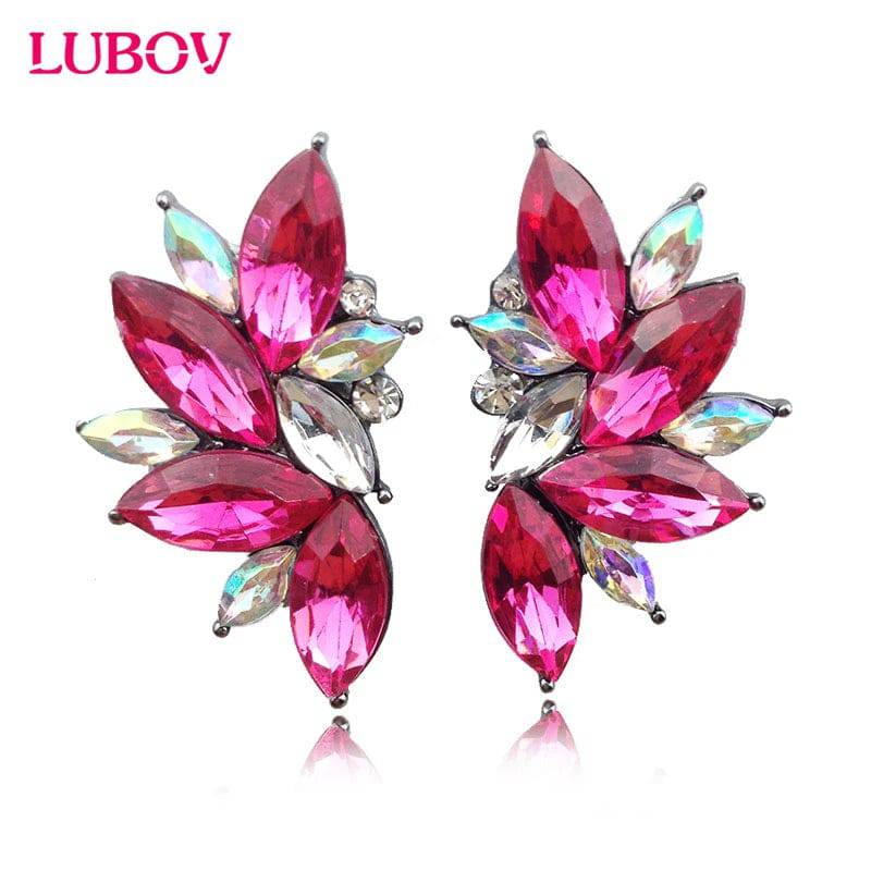 LUBOV 2018 Trendy Angel Wing Design Opal Stone Stud Earrings Women Elegant Crystal Earrings Christmas Gift Jewelry - Property & Safety Tradings