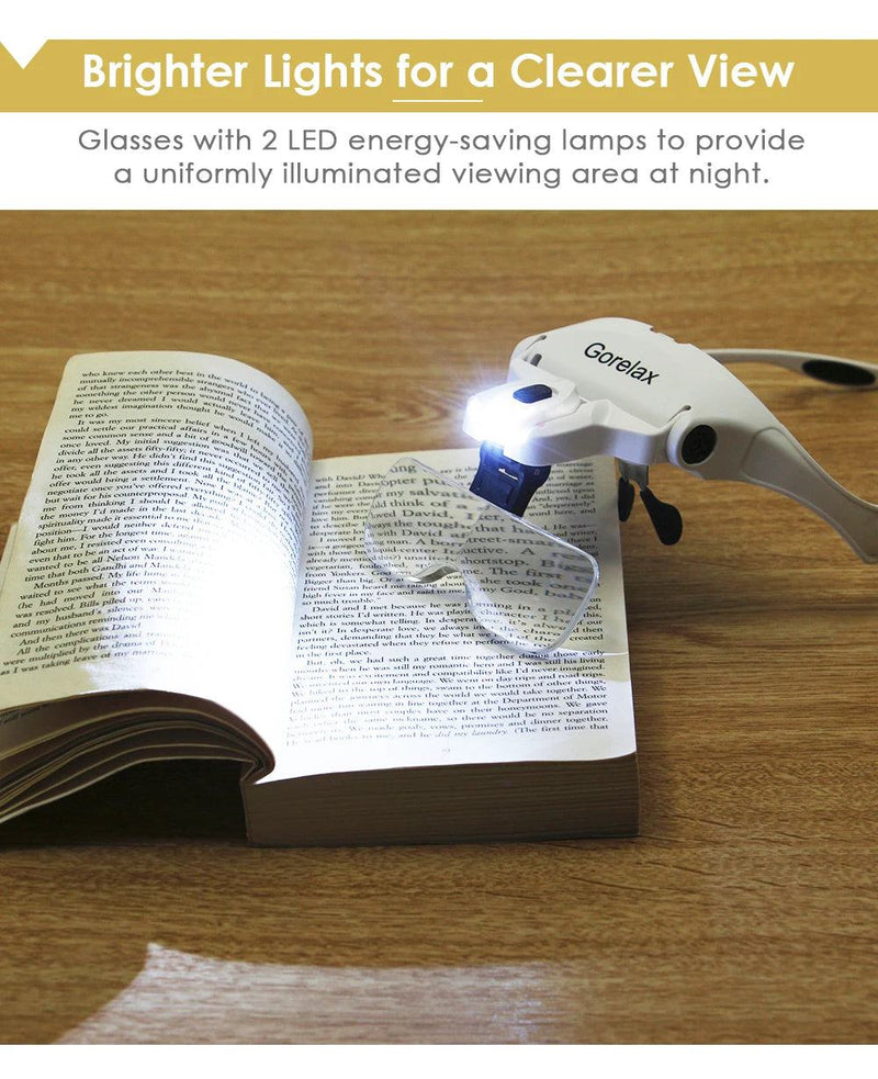 Magnifier Glasses With LED Light, Headband Illumination Magnifier Loupe With 5 Lens, Magnifying Glass for Reading Repair Craft