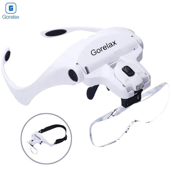 Magnifier Glasses With LED Light, Headband Illumination Magnifier Loupe With 5 Lens, Magnifying Glass for Reading Repair Craft