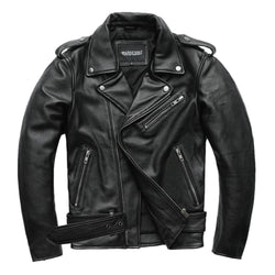 MAPLESTEED Classical Motorcycle Jackets Men Leather Jacket 100% Natural Cowhide Thick Moto Jacket Winter Sleeve 61-69cm 8XL M192