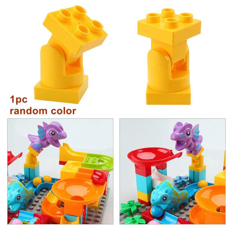 Marble Race Run Big Building Blocks Crazy Rolling Ball Compatible Slide Dinosaur Tunnel Animal Bricks Parts Accessory Kids Toys