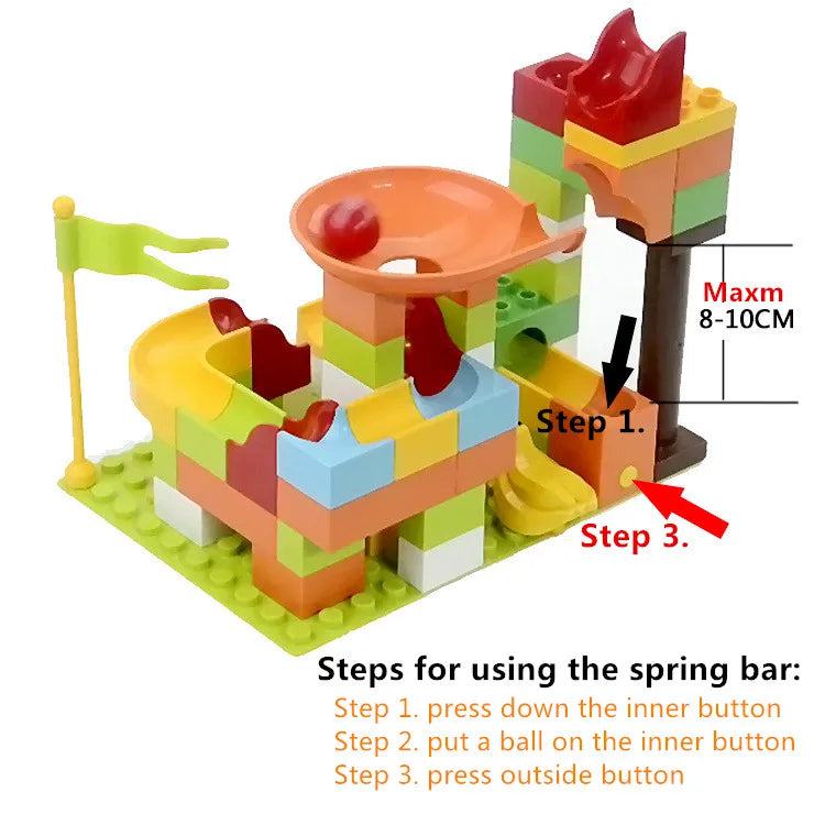 Marble Race Run Big Building Blocks Crazy Rolling Ball Compatible Slide Dinosaur Tunnel Animal Bricks Parts Accessory Kids Toys