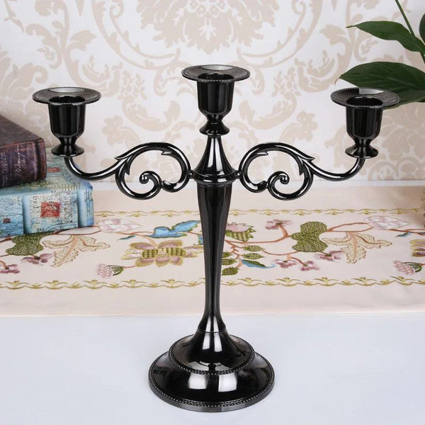 Metal Gold Bronze Plated Candle Holder Retro 3-Arms Candelabra For Wedding Prop Candlelight Dinner Hotel Home Decoration - PST PS Tradings