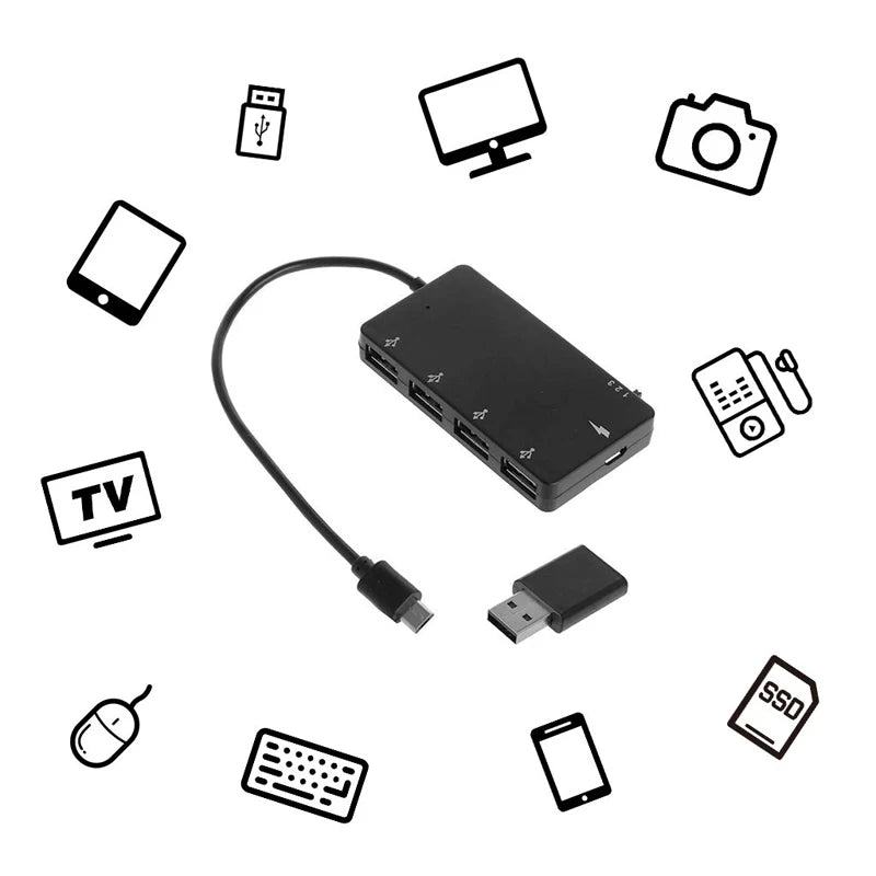 Micro USB 4 Port Hub Charging Adapter Cable PST PS Tradings