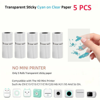 Mini Printer Paper Transparent Thermal Sticker Paper scrapbook Self-adhesive Printer Paper Printer For Photos Notes For peripage - PST PS Tradings