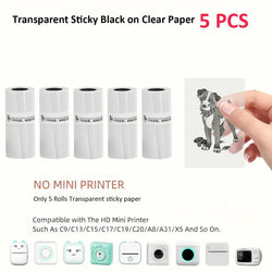 Mini Printer Paper Transparent Thermal Sticker Paper scrapbook Self-adhesive Printer Paper Printer For Photos Notes For peripage - PST PS Tradings