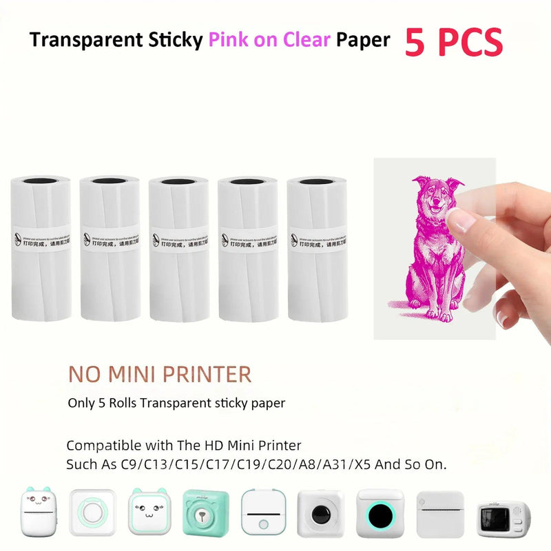 Mini Printer Paper Transparent Thermal Sticker Paper scrapbook Self-adhesive Printer Paper Printer For Photos Notes For peripage - PST PS Tradings