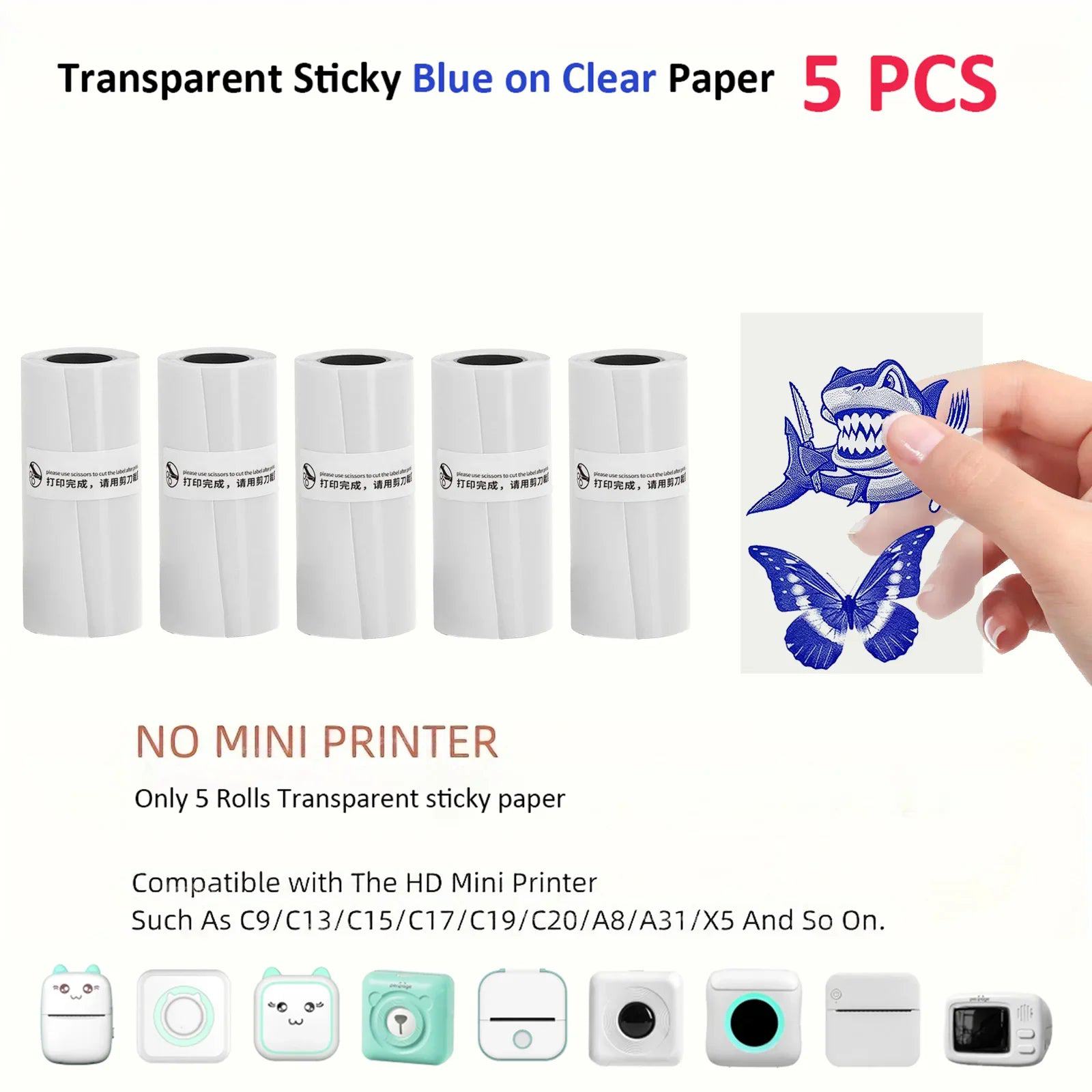 Mini Printer Paper Transparent Thermal Sticker Paper scrapbook Self-adhesive Printer Paper Printer For Photos Notes For peripage - PST PS Tradings