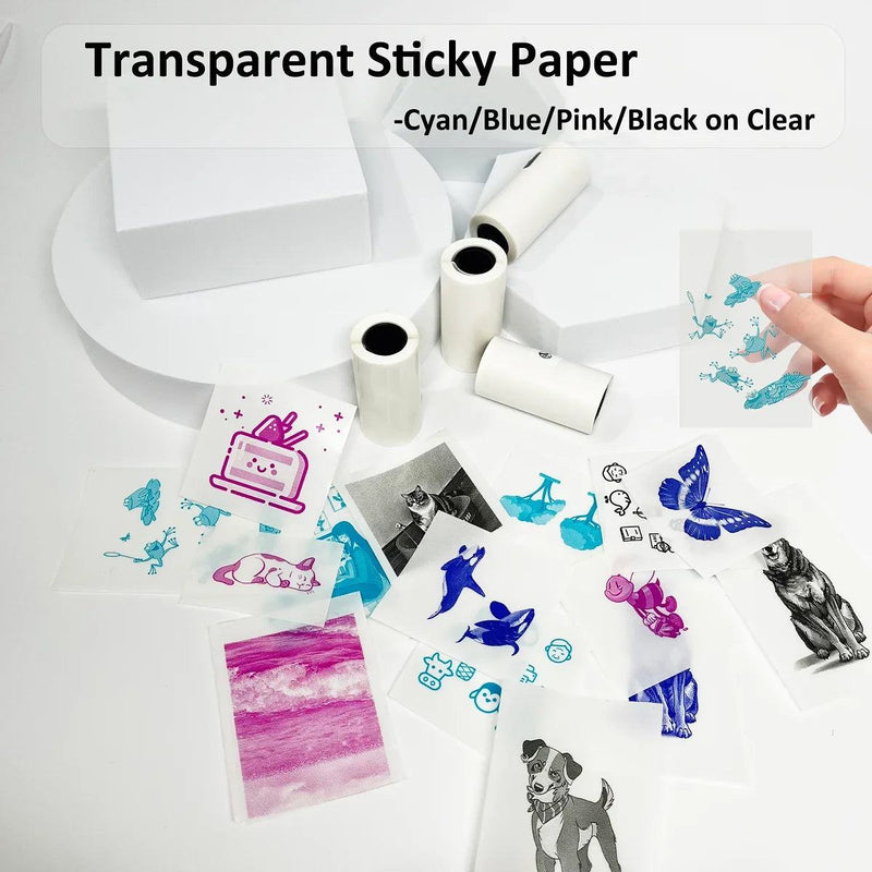 Mini Printer Paper Transparent Thermal Sticker Paper scrapbook Self-adhesive Printer Paper Printer For Photos Notes For peripage - PST PS Tradings