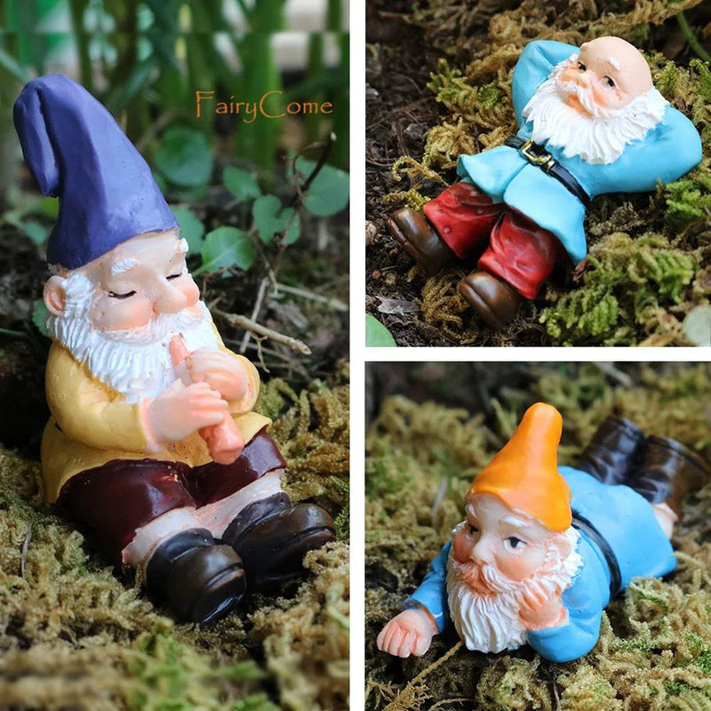 Miniature Fairy Garden Gnomes Figurines Set Resin Animals Mini Small Funny Dwarf Decorations Statues Ornaments Collection Indoor - PST PS Tradings