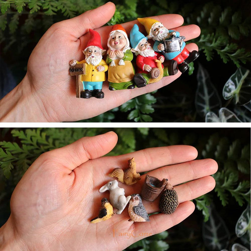 Miniature Fairy Garden Gnomes Figurines Set Resin Animals Mini Small Funny Dwarf Decorations Statues Ornaments Collection Indoor - PST PS Tradings