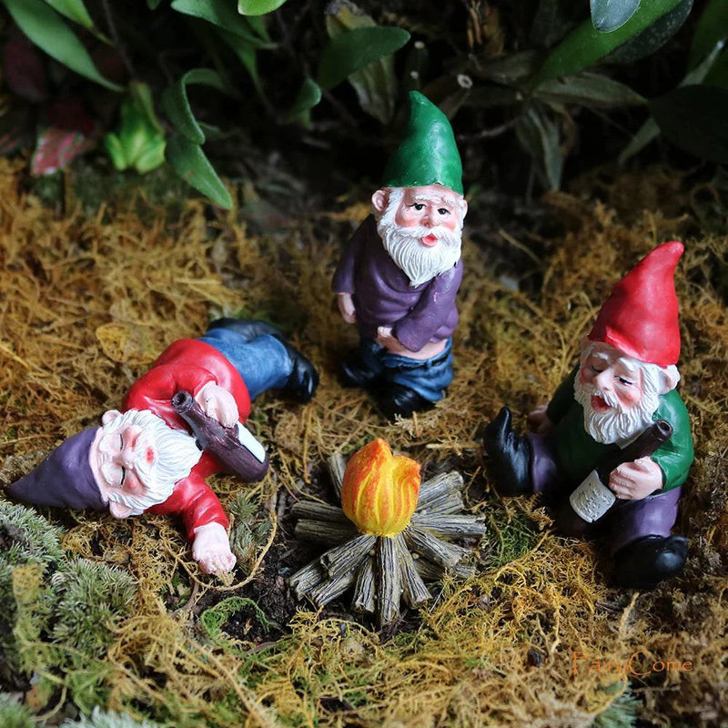 Miniature Fairy Garden Gnomes Figurines Set Resin Animals Mini Small Funny Dwarf Decorations Statues Ornaments Collection Indoor - PST PS Tradings