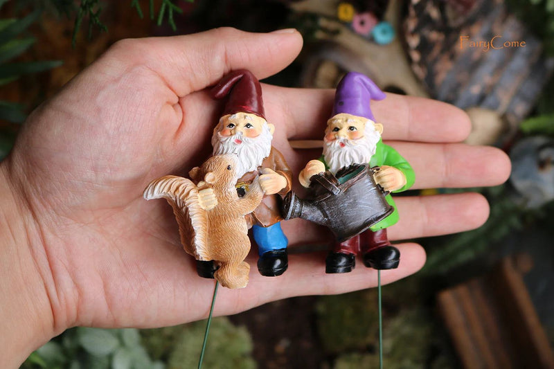 Miniature Fairy Garden Gnomes Figurines Set Resin Animals Mini Small Funny Dwarf Decorations Statues Ornaments Collection Indoor - PST PS Tradings