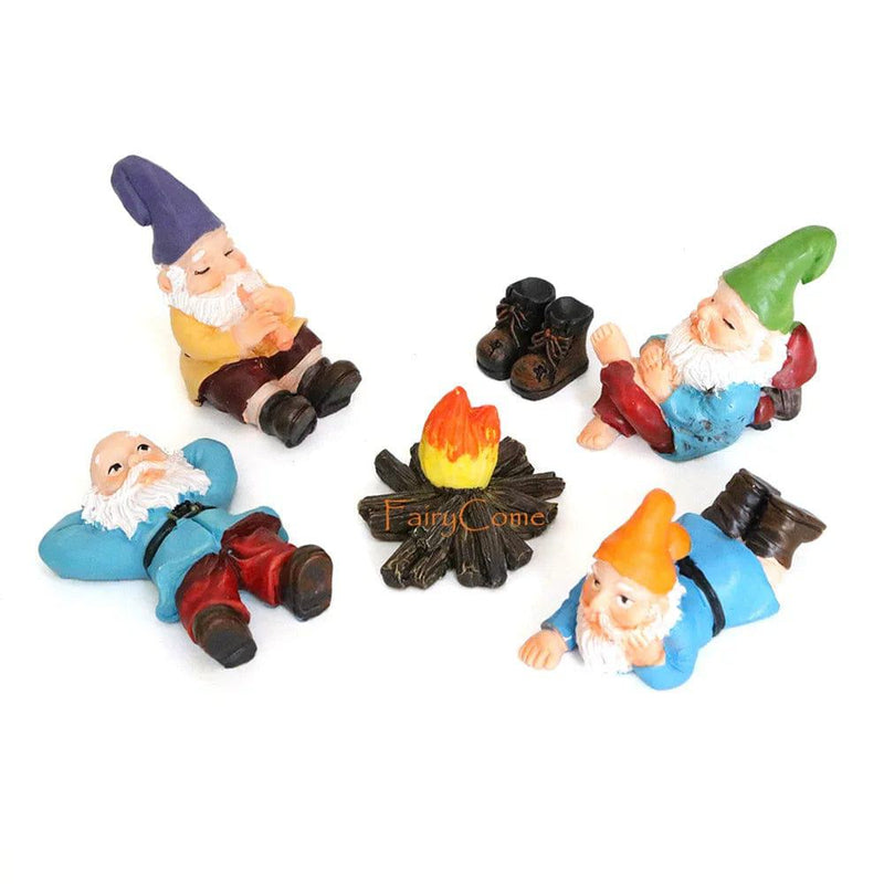 Miniature Fairy Garden Gnomes Figurines Set Resin Animals Mini Small Funny Dwarf Decorations Statues Ornaments Collection Indoor - PST PS Tradings