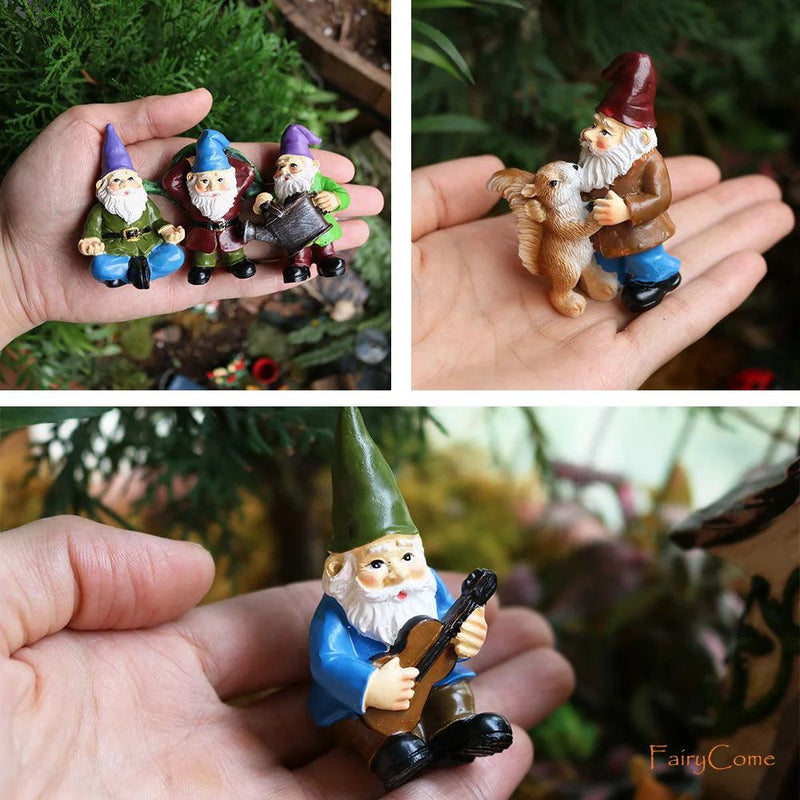 Miniature Fairy Garden Gnomes Figurines Set Resin Animals Mini Small Funny Dwarf Decorations Statues Ornaments Collection Indoor - PST PS Tradings